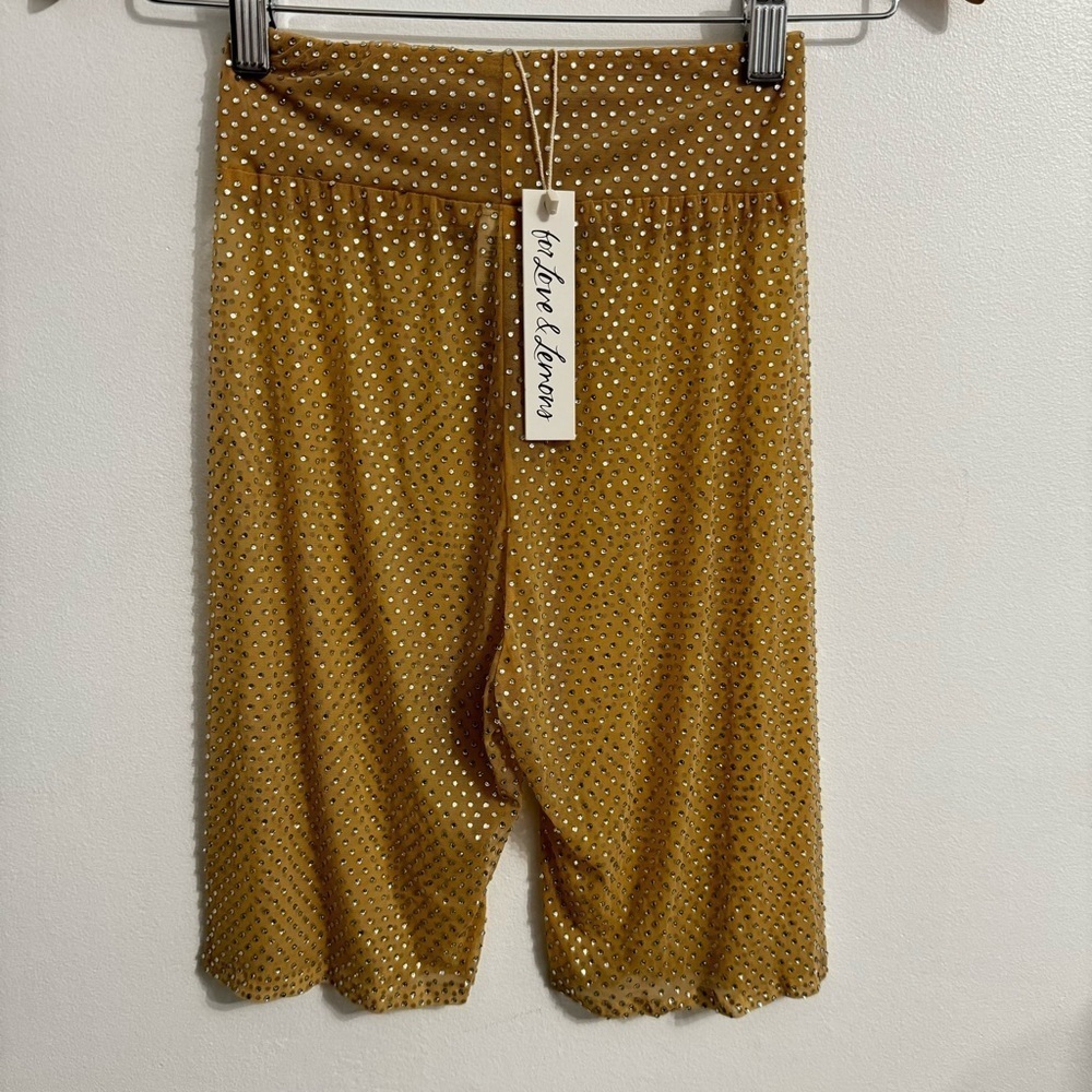 NWT For Love and Lemons Kiara Sheer Rhinestone embellished biker shorts XS - Picture 7 of 7